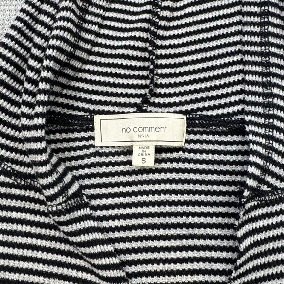 No Comment Womens Sz Small Black Striped Pullover Hoodie V Neck Long Sleeve Lite - Picture 7 of 13